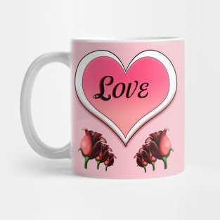 Two hearts of love with red roses Mug
